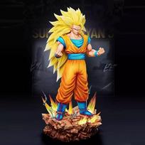 ZWandJT Studio Dragon BallZ Super Saiyan 3 Goku Form SSj3 Broly 13.77Inch/35cm Can be Glowing move PVC Both hands Figure Playthings Gift
