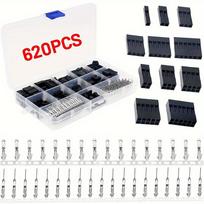 Dupont Connector 620-Kit 2.54mm Pitch Single Row Male Headers, Dupont Crimp Pins for 3D Printer and FPV Jumper Wire, Ribbon Cable