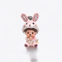 Monchhichi lėlės žaislai Kabantis pakabukas Perliniai karoliai Anime aksesuarai Mielas karoliai Kawaii raktikaulio grandinėlė Dovana Vaikų dienai white