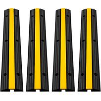 4 Pack of 1-Channel Rubber Cable Protector Ramps Heavy Duty 18000Lbs Load Capacity Cable Wire Cord Cover Ramp Speed Bump Driveway Hose Cable Ramp