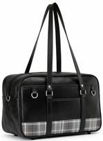 School Bag Tartan Check 12 Pockets High School Student Commuting Bag Faux Leather Shoulder Bag Large Capacity Lightweight Black [MOKKI] - & - - - - -