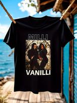 Milli Vanilli grupės nario grafinis marškinėlis - Retro 90-ųjų vintage marškinėlis su ryškiais narių pavadinimais S įvairiaspalvis