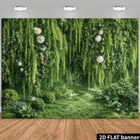 Lush Garden Banner with Hanging Vines and Floral Accents Photo Booth Background Cloth 47.2x31.5inch/120*80cm