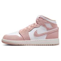 Air Jordan 1 mid-top board shoes white/pink unisex GS leather FN7432-161 35.5