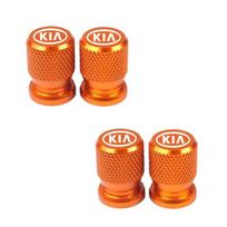 LESE9 4pcs for KIA Sportage Rio Ceed Picanto K5 K9 Sorento Car Wheel Tire Valve Caps Aluminum Airtight Covers Badge Emblem styling (Orange,for Kia)