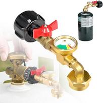 Upgraded Propane Refill Elbow Adapter with Tank Gauge,Fill 1 Pound Bottles from 20lb Tank, 1 lb Throwaway Disposable Cylinder Propane Bottle 1 lb Tank
