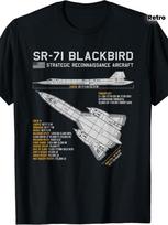 SR71 Blackbird Šnipų Lėktuvas Marškinėliai Retro Aviacijos Dizainas su Detaliais Lėktuvo Specifikacijų Spaudiniu 100% Medvilnė Mašininis Skalbimas Apvali Kaklo Marškinėliai L white