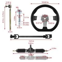 Go-karto vairo plieno komplektas Dantratis ir krumpliaratis 320 mm Reguliuojamas traukės strypas Stovo veleno mazgo keitimas 110cc go-kartui 1pcs