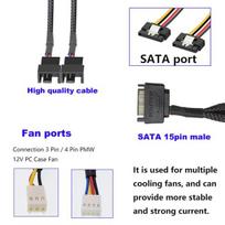 5 vnt. Sata 15-pin į 2x3/4-pin Pwm ventiliatoriaus skirstytuvas