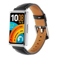 Flat Texture Genuine Leather Band For Huawei Band 11 / 11 Pro Smart Watch Replacement Strap Wristband Bracelet Correa juoda