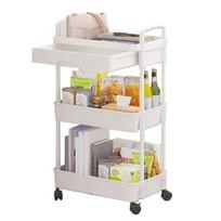 Yousheng Rolling Utility Cart Storage Rack with 360-Degree Swivel Wheels Multi-Tier Shelves Design Easy Assembly Multifunctional Storage Trolley Triple Layer balta