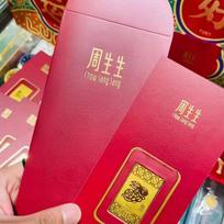 Zhou Family Pure Gold Dragon Bar & Zodiac Snake Coin New Year Gift Set