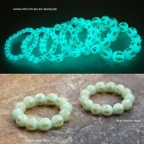 Unisex Six-Character Mantra Luminous Stone & Gold-Plated Pearl Bracelet Luminous Pearl Bracelet 8mm