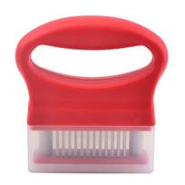 Meat Tenderizer with 48 Stainless Steel Ultra Sharp Needle Blades Rust-Free raudona