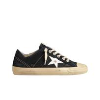 (w) Golden Goose V-star Navy Blue Canvas With Laminated Leather Star Sneakers 40W