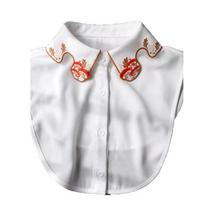 Elegant White Embroidery Chiffon Fake Collar Shirt for Women Detachable Half Faux False Shirt Collar Clothing accessories