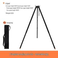Adjustable Aluminum Camping Tripod Pot Stand juoda