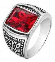 Unisex Signet Ring Red Steel 316L Eu22 Us10