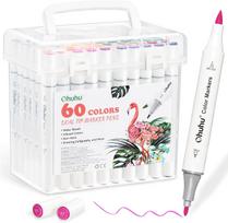 Ohuhu Water-Based Art Markers 60 Colors, Dual Tip Brush & Fine Tip Pens for Illustration, Coloring & Journaling with Case