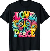 Hippie Peace Sign Love Tie Dye Hippie T-Shirt S įvairiaspalvis