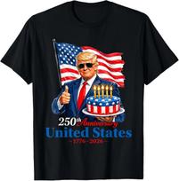 Donald Trump Celebrate 250th America Birthday US Anniversary T Shirt S įvairiaspalvis