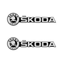 2/4pcs Car Sticker Metal Logo Internal Speaker Audio Badge New For Skoda Octavia Fabia Rapid Yeti Kodiaq Superb Auto Accessories black