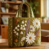 Women Quilted Tote Bag 3D Printed Patterns Cotton Travel Handbag Large Capacity Lightweight Shopping Bag Lady Girl Shoulder Bag Handbag 36x38cm