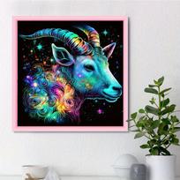 DIY Diamond Painting Curly Antelope Cross Stitch Kit Mosaic Art Diamond Painting Full Circle/Square Diamond Home Decoration Round 25x25cm