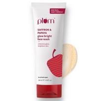 Plum Šafrano ir papajos švytėjimo ir šviesinantis veido prausiklis | Su vitaminu B5 | Švytėjimo šviesinantis veido prausiklis moterims ir vyrams | 100% veganiškas | 100 ml white