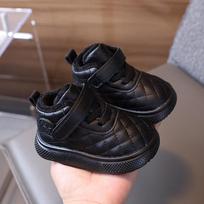 Rudens/Žiemos Aukštakulniai Vaikiški Batai – Minkšti, Neslystantys, Šilti, Aksomu Pamušti Berniukams ir Mergaitėms (Amžius 1-3 metai) Sizes 16-20, pack of 5 pairs juoda