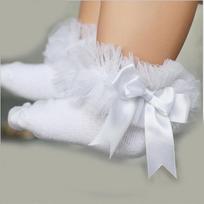 0-6Y Princess Kids Tutu Socks Short Girls Baby Socks Silk Ribbon Bowknot Lace Ruffle Cotton Ankle Socks Pography Props S 0 to 2Year