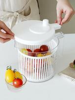 Reborn. J Compact Multipurpose Vegetable Dehydrator with Handle, 2.5L / Semi-automatic Salad Spinner, Mixing Bowl, and Dish Set Compact Vegetable Dehydrator 2.5L