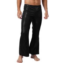 Men's Nightclub Stage CostumesMetallic Trousers Men's Sequins 80s Party Disco Glitter Long Dance Trousers L juoda