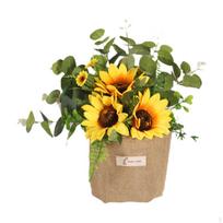 Simulated Sunflower with Burlap Bag Portable 25x30cm Wall Door Decoration for Housewarming Gift
