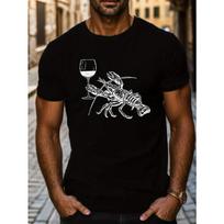 European sizes Lobster Wine Glass Men's Short Sleeve T-shirt Summer T-shirt Top S juoda