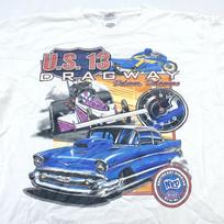 vintage 90s NHRA U.S. 13 DRAGWAY DELMAR DELAWARE T-Shirt LARGE hot rod racing M