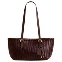 Coach Bordo spalvos pintos odos didelė rankinė su auksiniais elementais ir reguliuojamu dirželiu kasdieniam darbui ir kelionėms Basic Set (Bag+Dust Bag)