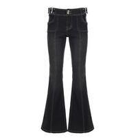 Women's 2026 Spring Retro Micro-Flare Black Jeans: Slimming, Body-Shaping, Low-Rise Long Pants Small juoda