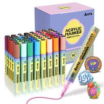 Arrtx Acrylic Paint 3mm Medium Tip Acrylic Marker for Rock DIY Crafts and Art Supplies 48-Color Pens, Pens, Non-Toxic, Water-Based, Fast-Drying,