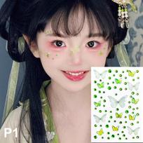 Face Painting Stickers for Kids 36pcs Shiny Glitter Makeup Stickers for Halloween Costume Parties gray