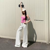 Spring Summer Low Waist Slim Micro Flare Off White Straight Denim Pants For Ladies Casual Pants Oversize Denim Trousers XS