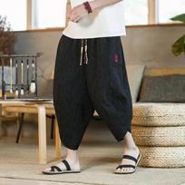 Japanese Kimono Traditional Shorts Men's Clothin Pants Japanese Samurai Casual Loose Men's Linen Wide Leg Trousers S juoda