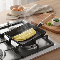 Ketaus japoniška omleto keptuvė, nepadengta PFOA, kvadratinė keptuvė Thickened Pan No gray