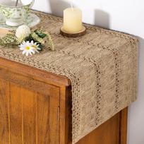 Boho Jute Table Runner Burlap Tablecloth for Dining Room Farmhouse Kitchen Island Rustic Wedding Party Decoration Thick Thread Hollow Woven Table Flag (Brown,30*90cm)