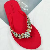 Slippers Women Glitter Flip Flops  Summer 2026 Fashion Outdoor Rhinestone Chain Wedge Beach Slippers Jelly Hawaiian Flat Sandals 35 safyras