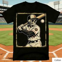 Hardcore Skeleton Baseball T-Shirt Bat Ball Print Soft Cotton Casual Unisex Tshirt Retro Sports Fan Graphic Tee S įvairiaspalvis