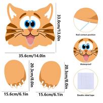 Calico Cat Fence Peek Garden Decoration Insert Card Standard size orange