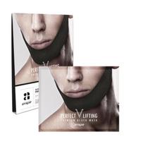 „AVAJAR Perfect Lifting Premium“ juoda kaukė 5 vnt. (vyrams / lieknesnė / smakro dirželis, skirtas dvigubo smakro valikliui / V formos liekninanti veido kaukė)
