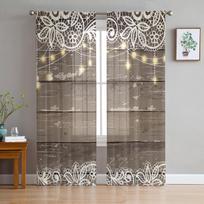 Rudos Lentelės Nėriniai Modernios Tiulio Užuolaidos Svetainei Miegamajam Namų Virtuvės Langui Plonos Užuolaidos 135W x 114H(cm) gray