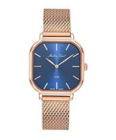 Mathey-Tissot Monsoon Square Rose Gold Tone Stainless Steel Blue Dial Quartz D7917PBU Women's Watch mėlyna